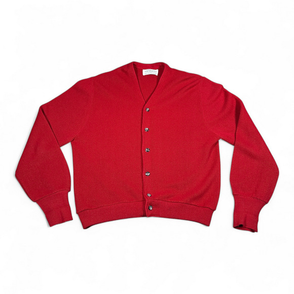 Robert Bruce Other - Vintage Robert Bruce Sweater Adult MEDIUM Red Cardigan Orlon Par 70 Golf 70s